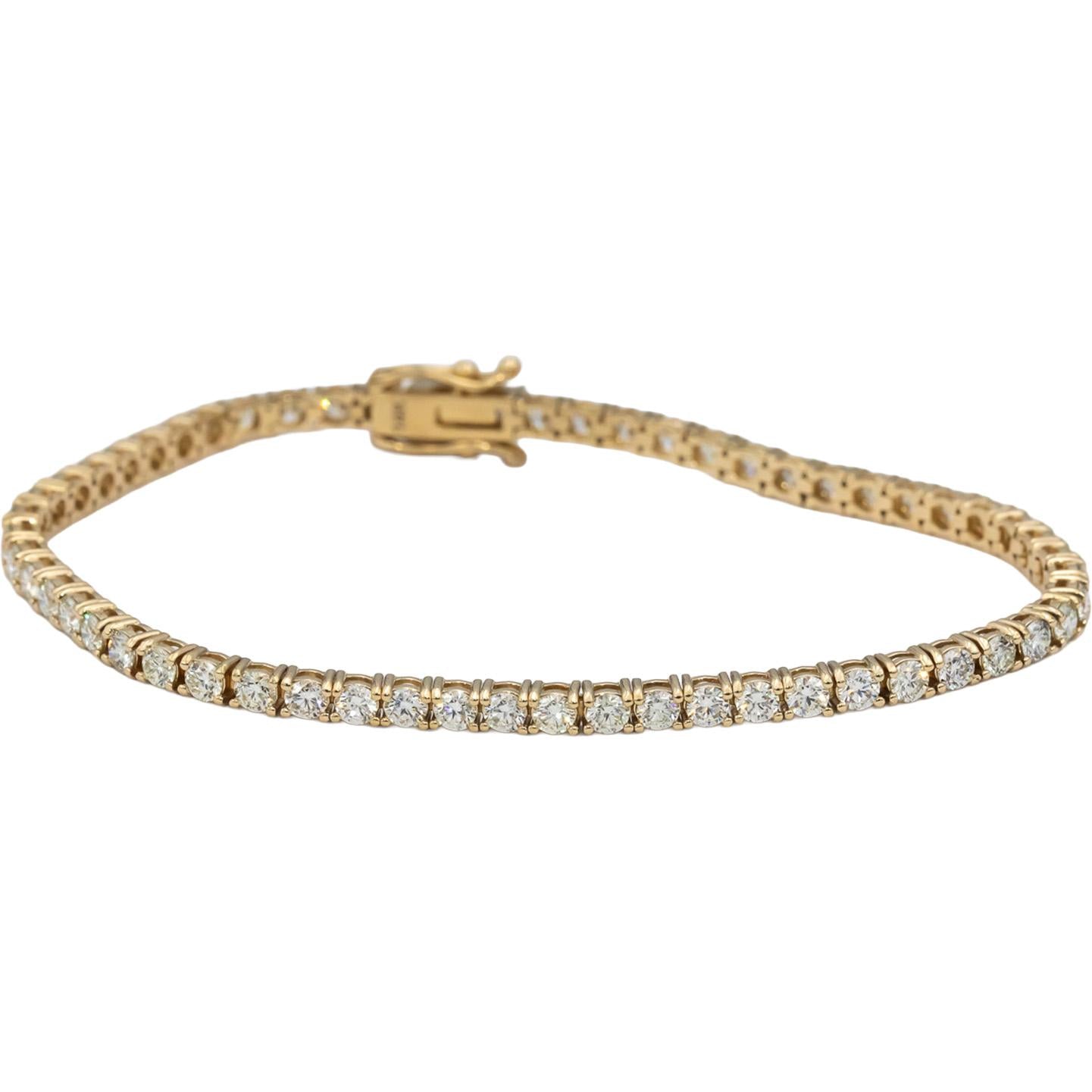 14k Yellow Gold VS Round Diamond Tennis Bracelet 4.65CT