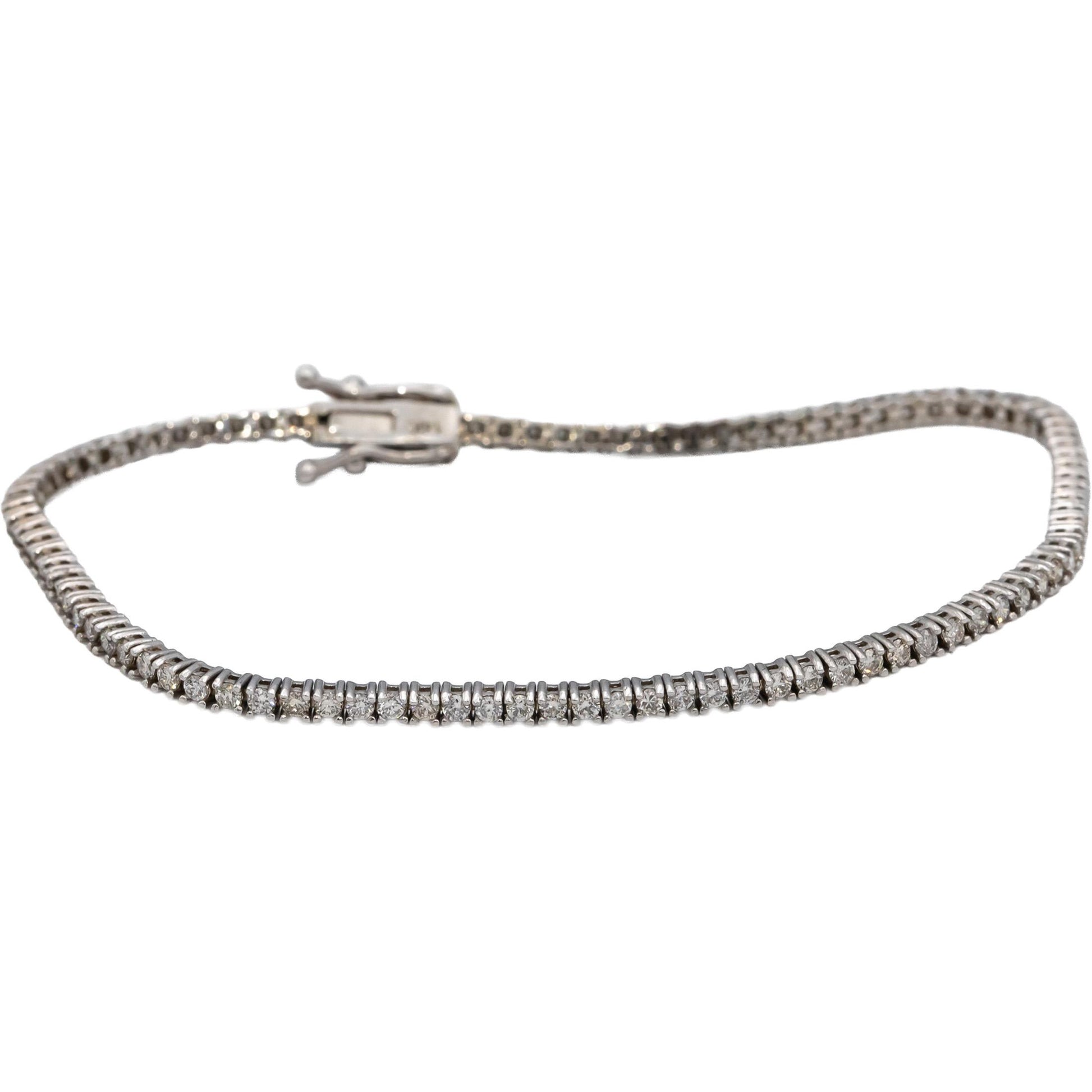 14k White Gold Round Diamond Tennis Bracelet 1.71CT
