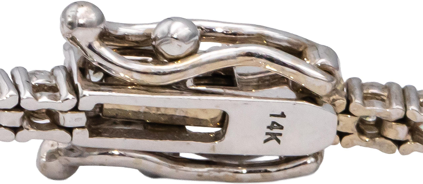 14k White Gold Round Diamond Tennis Bracelet 1.90CT