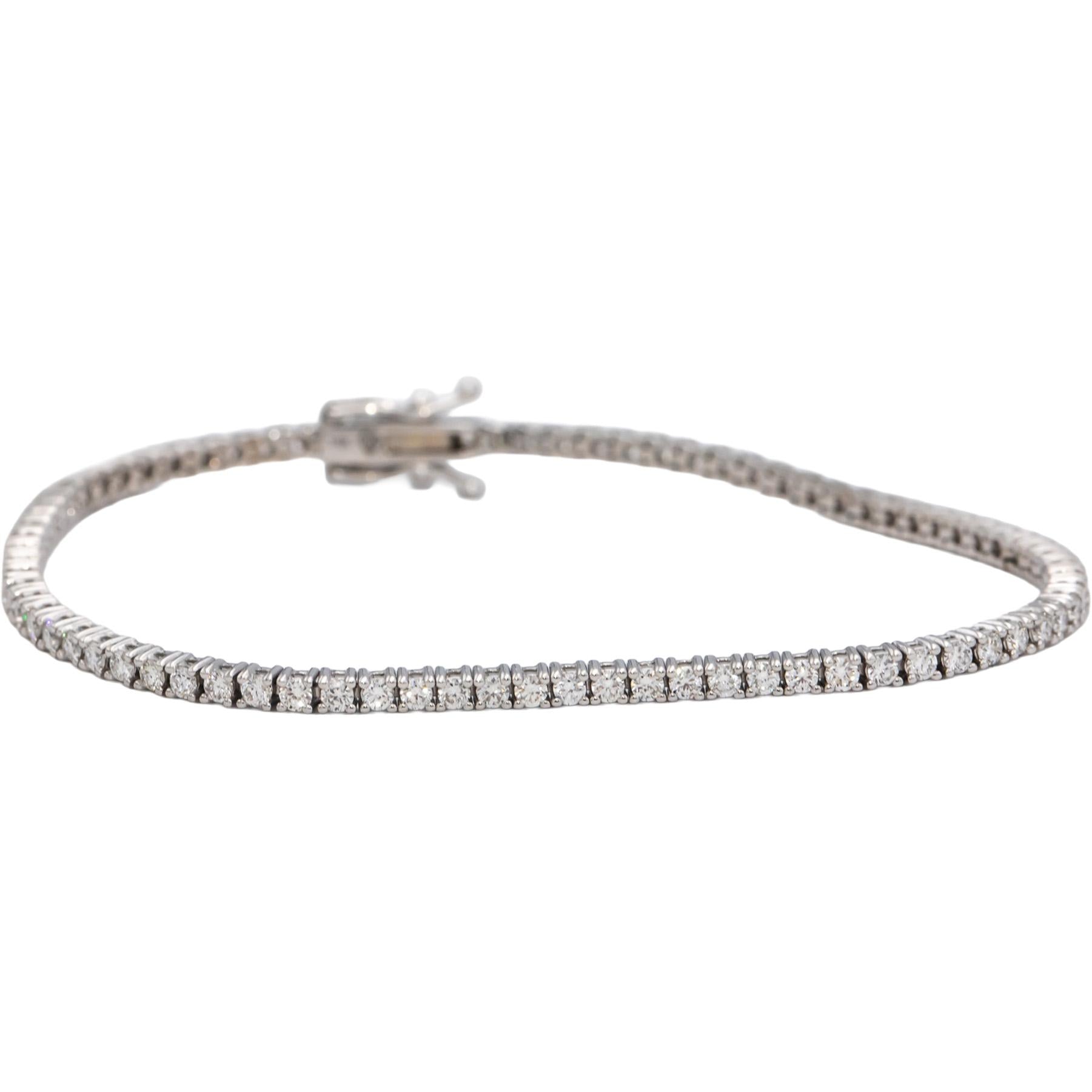 14k White Gold VS Round Diamond Tennis Bracelet 2.08CT