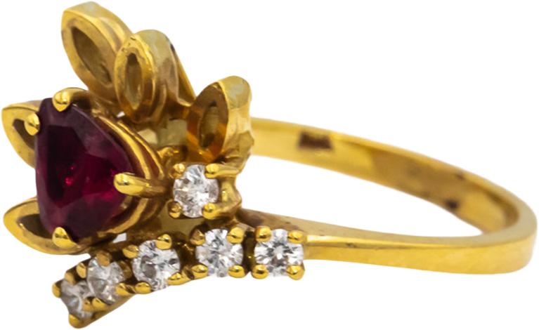 18k Yellow Gold Ruby and Diamond Floral Cocktail Ring 0.75CT Size 6