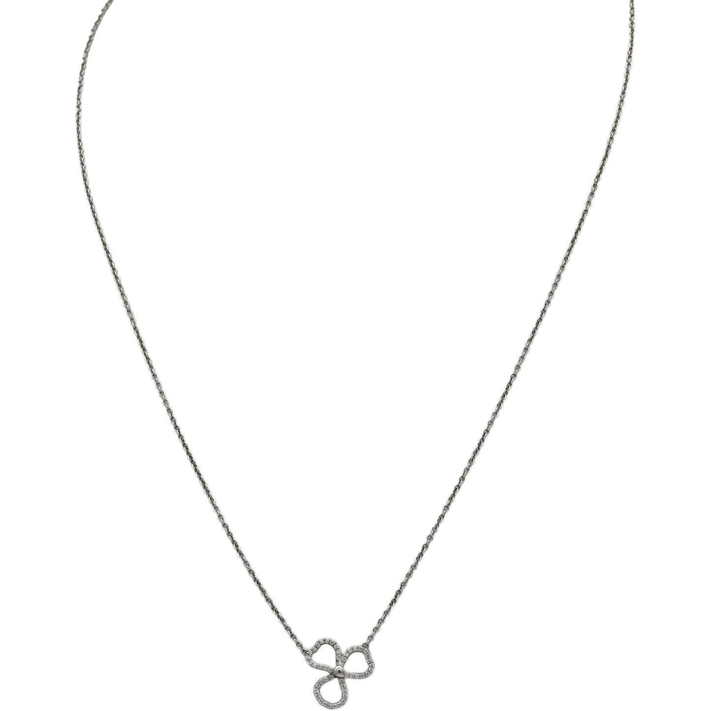 TIFFANY & CO. Platinum VS Round Diamond Paper Flowers Pendant Necklace 0.10CT