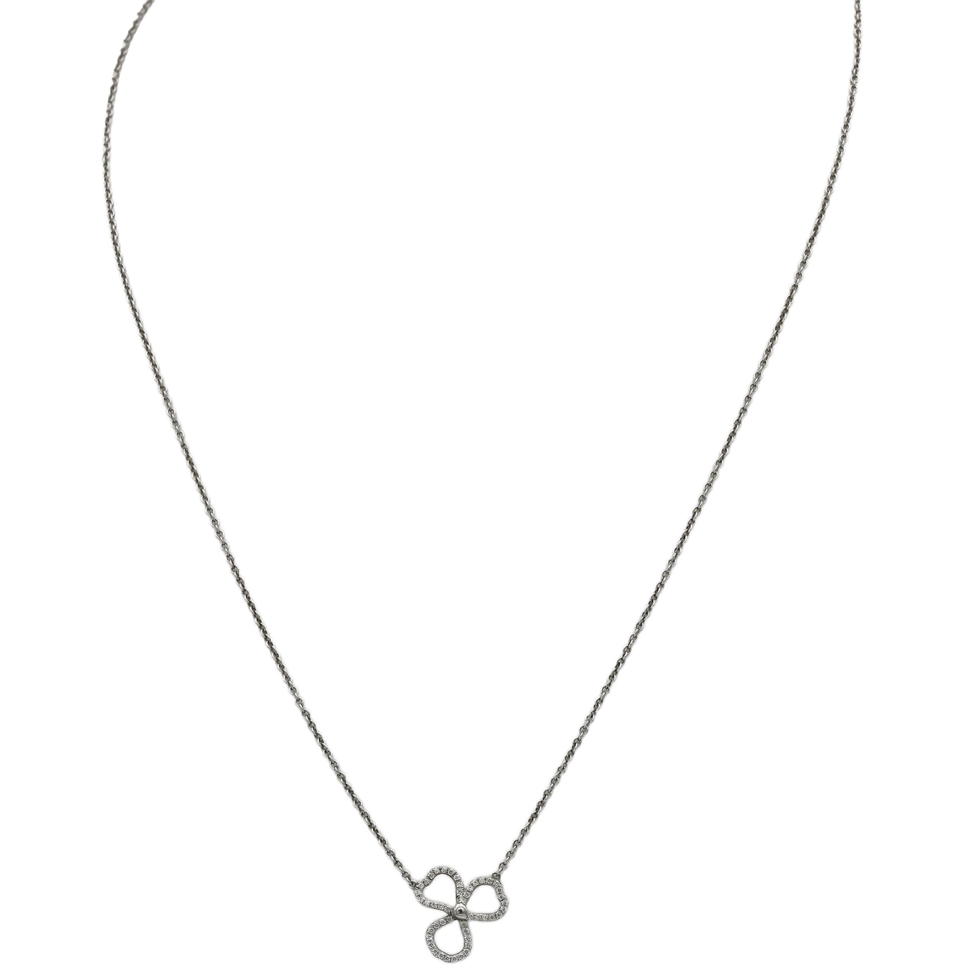 TIFFANY & CO. Platinum VS Round Diamond Paper Flowers Pendant Necklace 0.10CT
