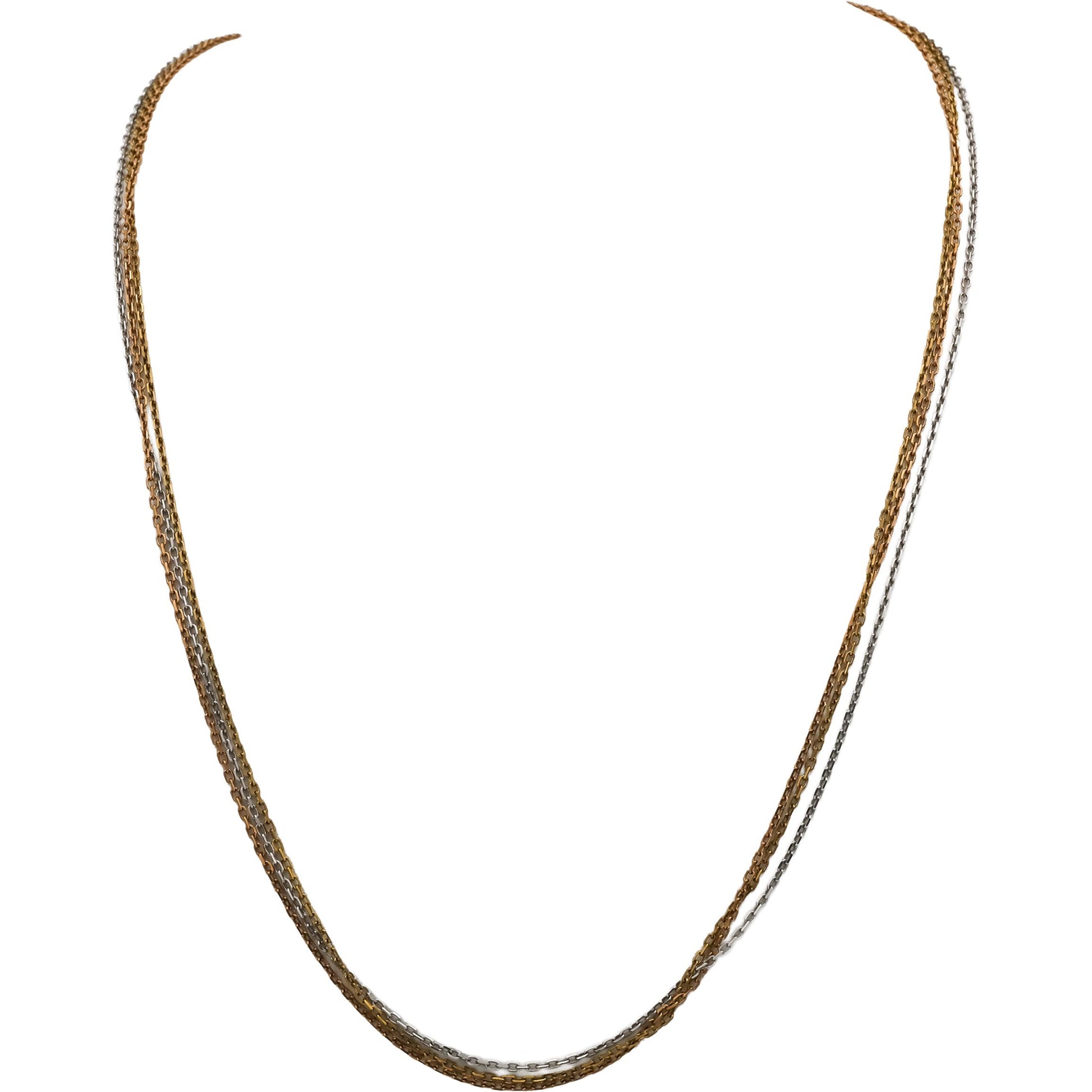 CARTIER 18k Yellow White Rose Gold Three Chain Necklace