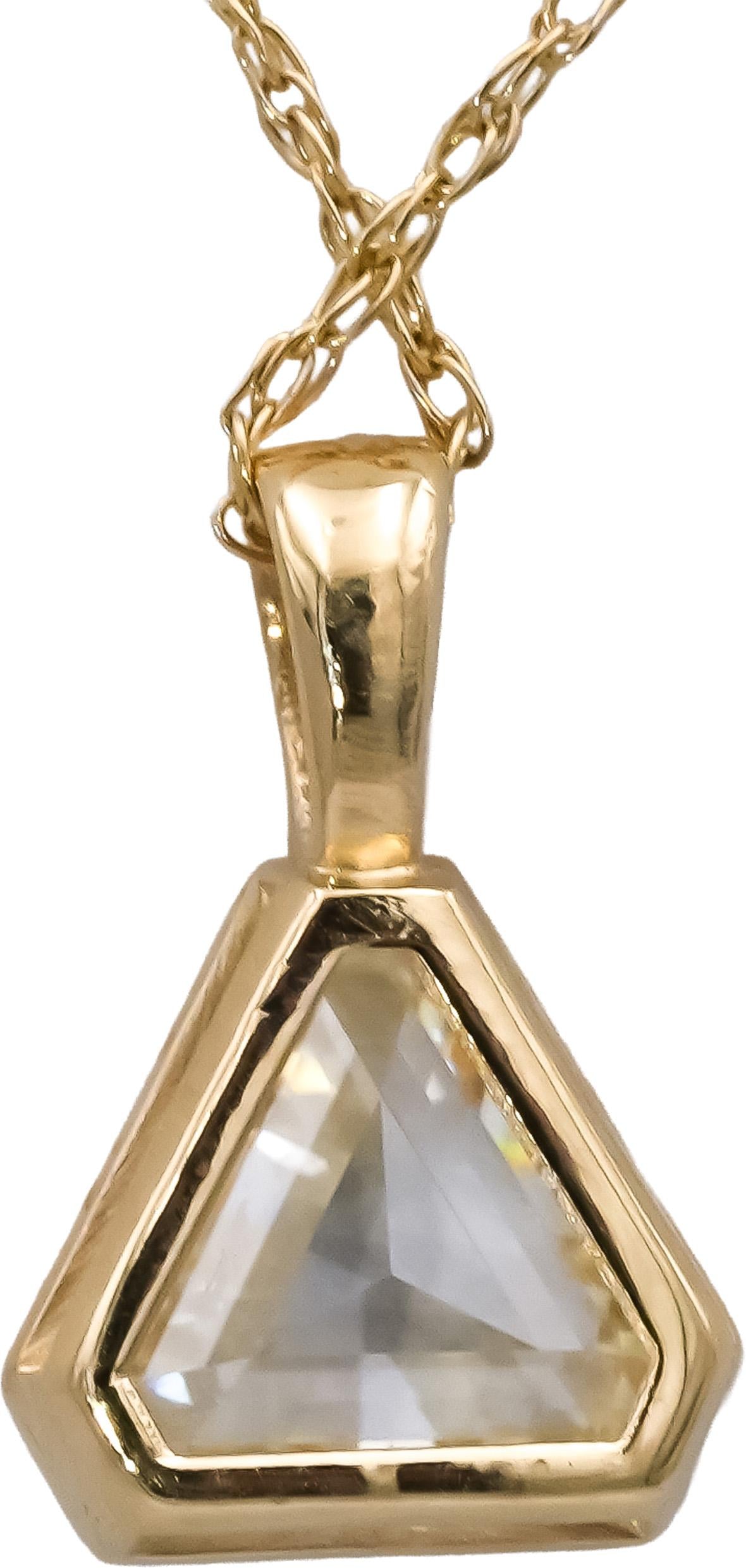 14k Yellow Gold Trillion Cut Diamond Solitaire Pendant Necklace 1.19CT