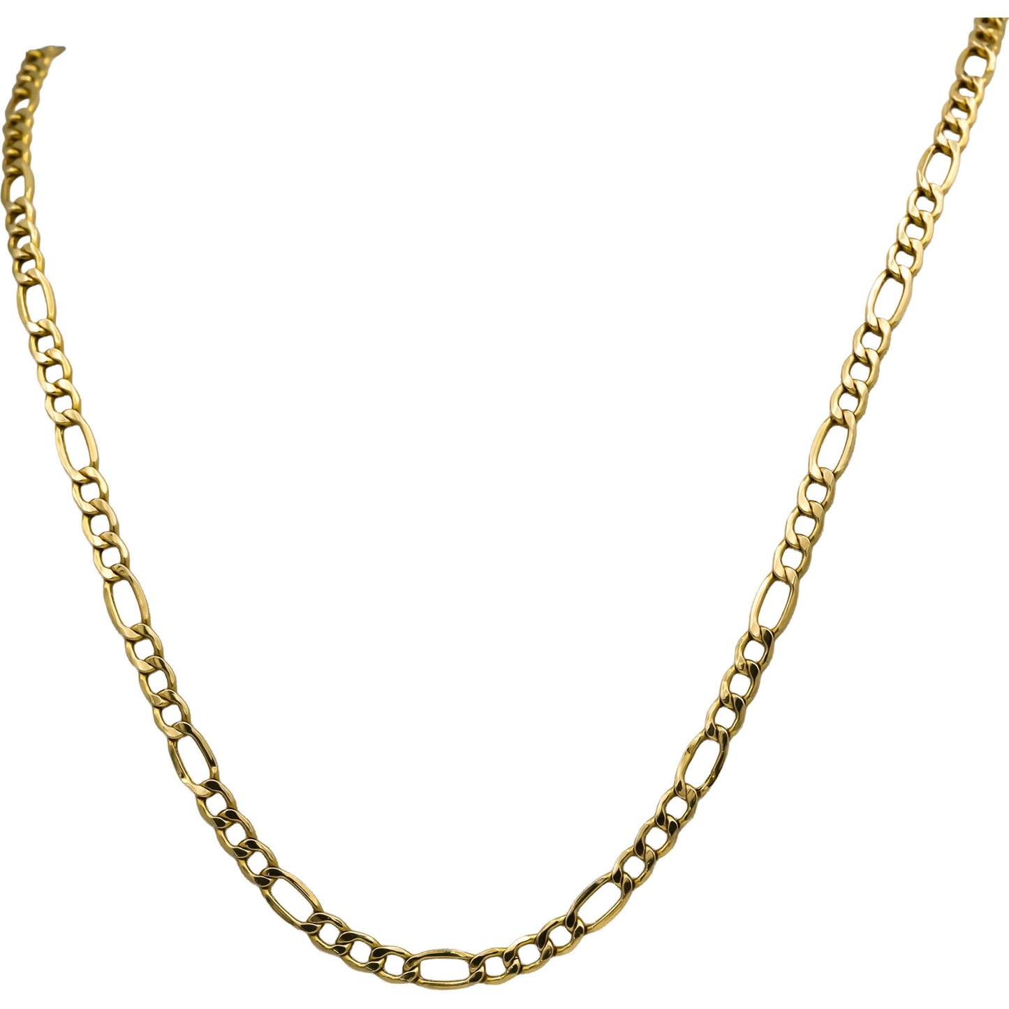 14k Yellow Gold Figaro Link Chain Necklace 24.25 Inches Long
