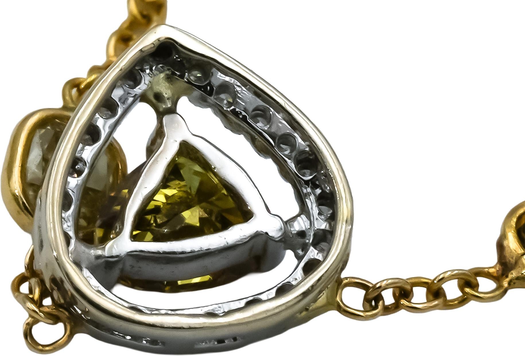 14k Yellow Gold VS Natural Colored Mixed Diamond By The Yard Necklace 5.0CT