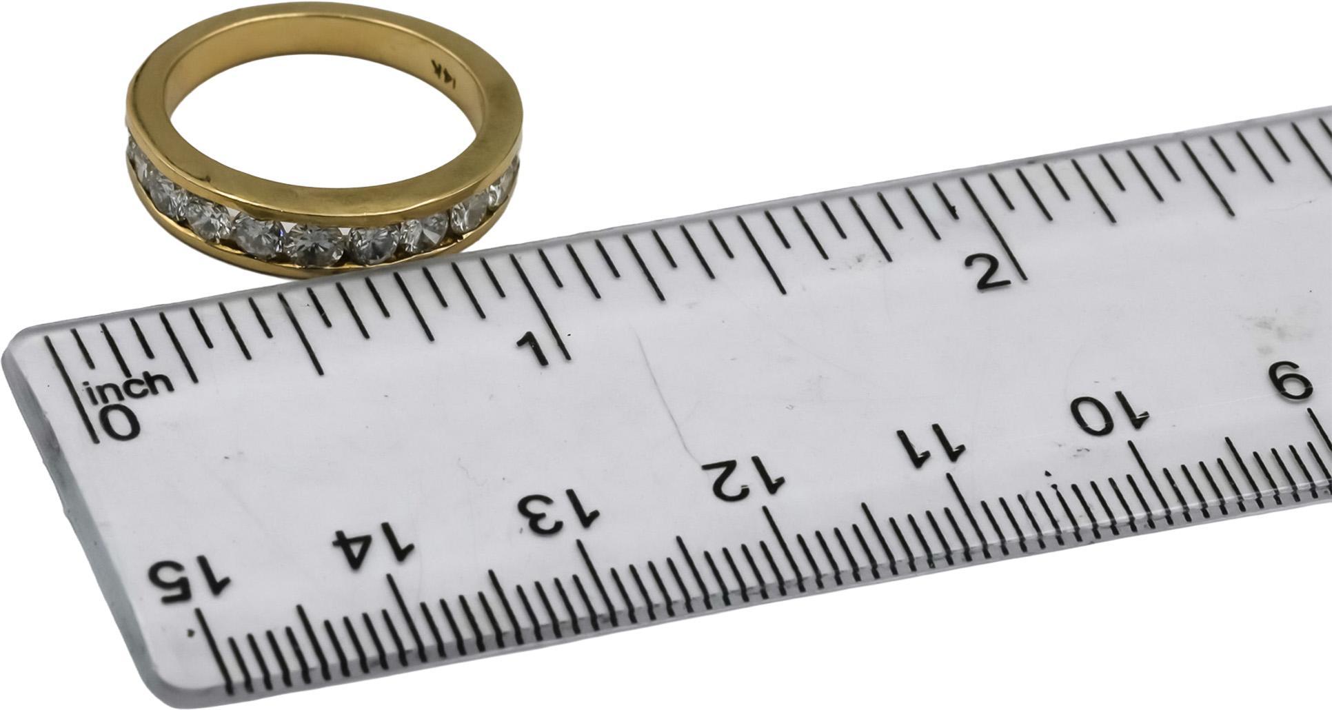 14k Yellow Gold Round Channel Set Diamond Band Ring 1.0CT Size 6.25