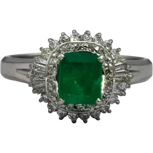 Platinum VS Diamond and Emerald Cocktail Ring 1.74CT Size 8