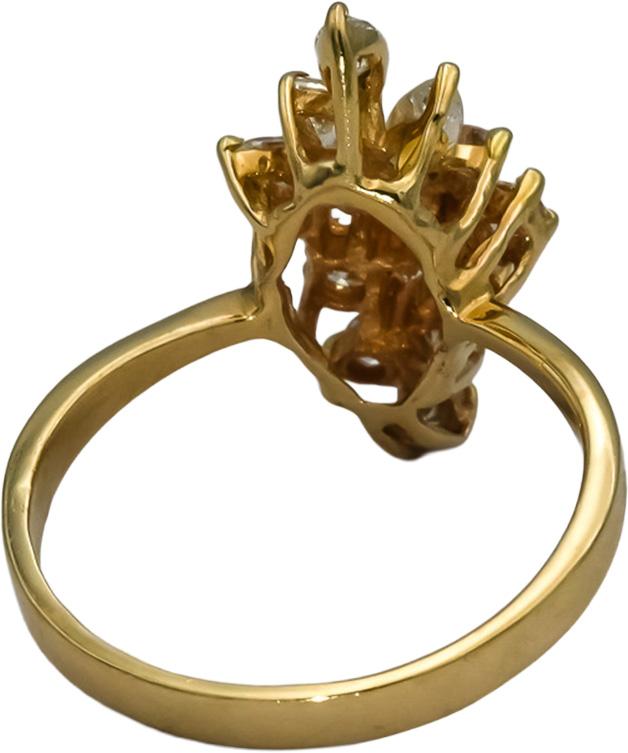 14k Yellow Gold VS Marquise & Round Diamond Cluster Cocktail Ring 0.75CT Size 8