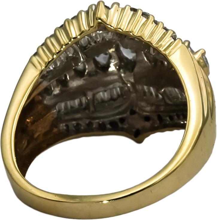 14k Yellow Gold Marquise Round Baguette Diamond Cocktail Ring 1.50CT Size 9
