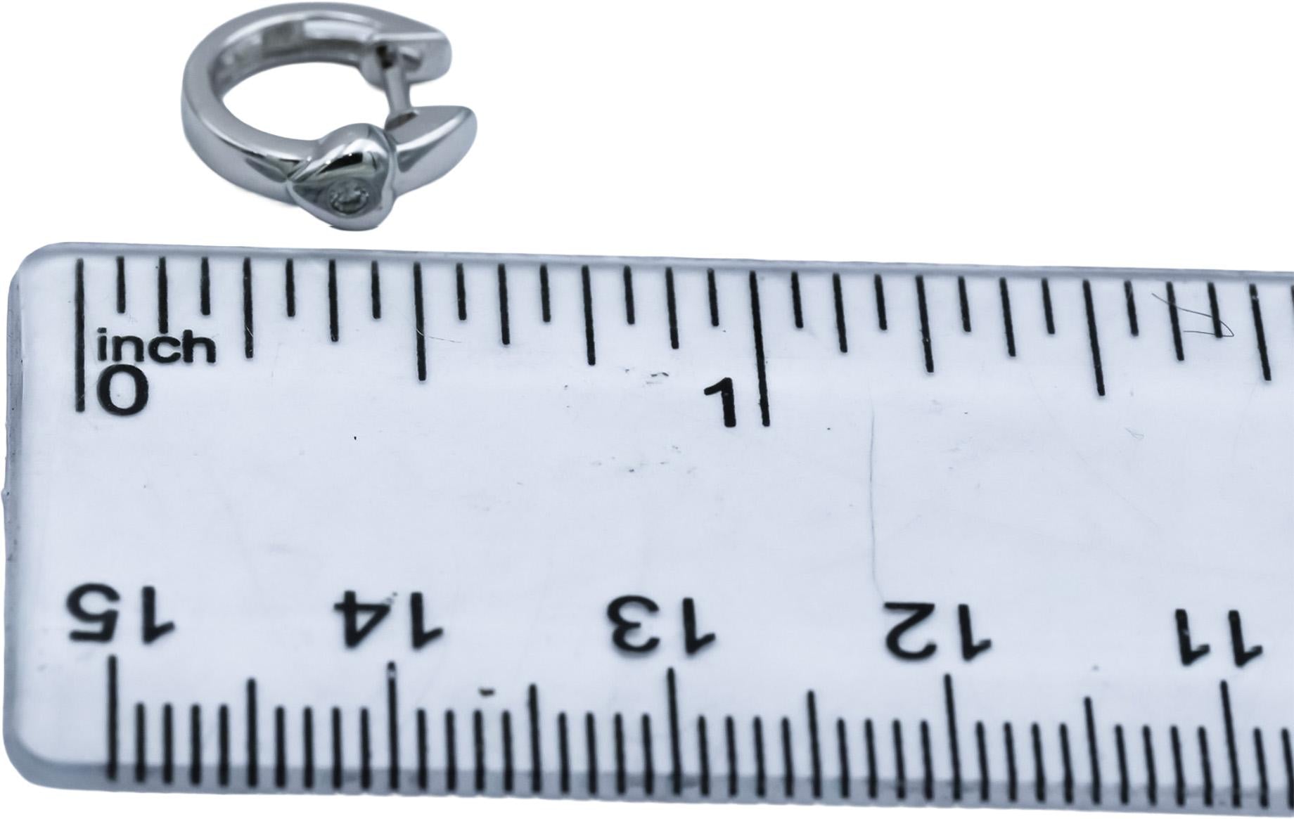 14k White Gold Hoop Huggie Earrings w/ Diamond Accents
