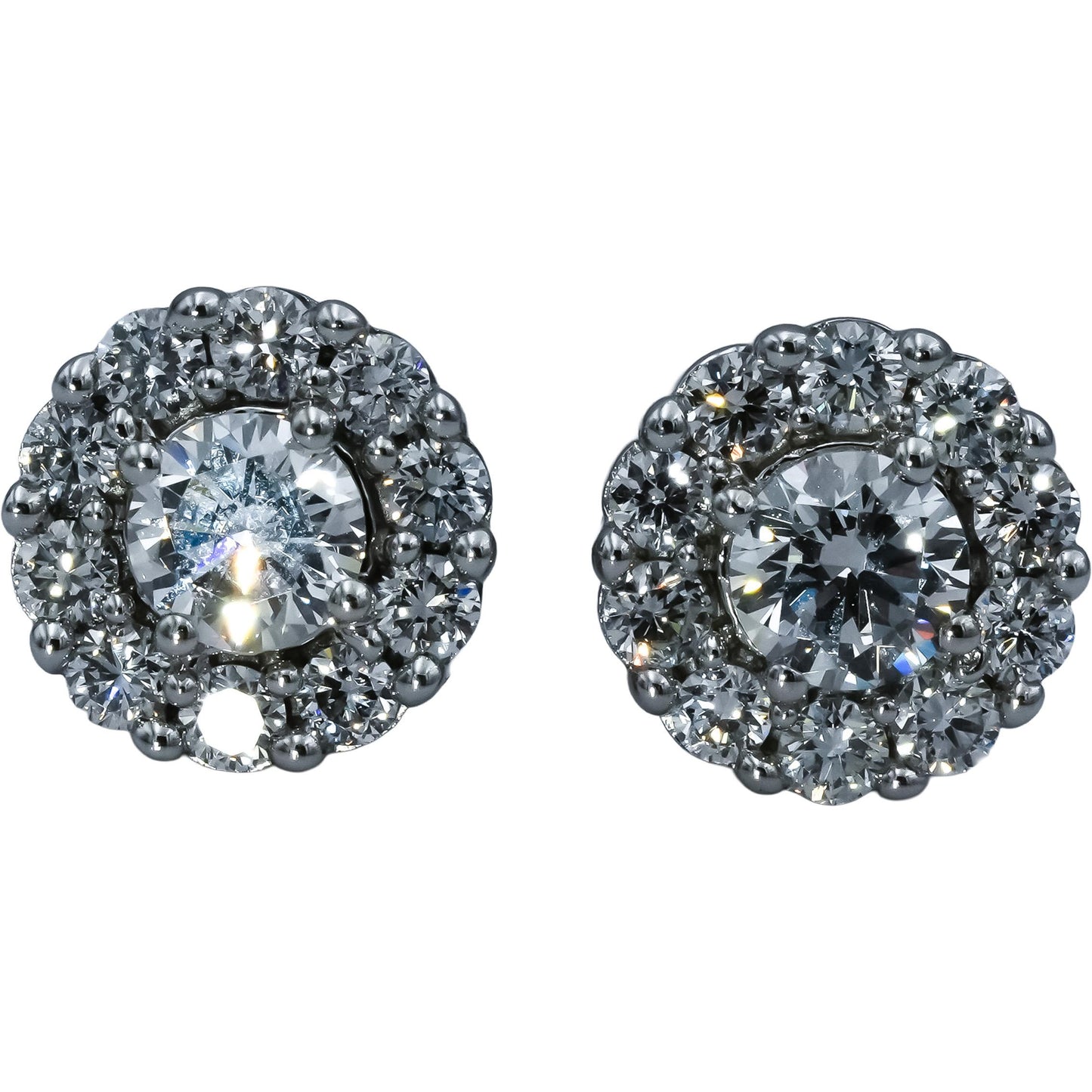 10k White Gold VS Round Cut Lab-Grown Diamond Cluster Stud Earrings 1.50CT