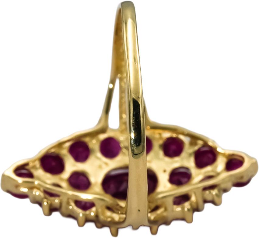 14k Yellow Gold Oval and Round Ruby Cocktail Ring 2.0CT Size 8