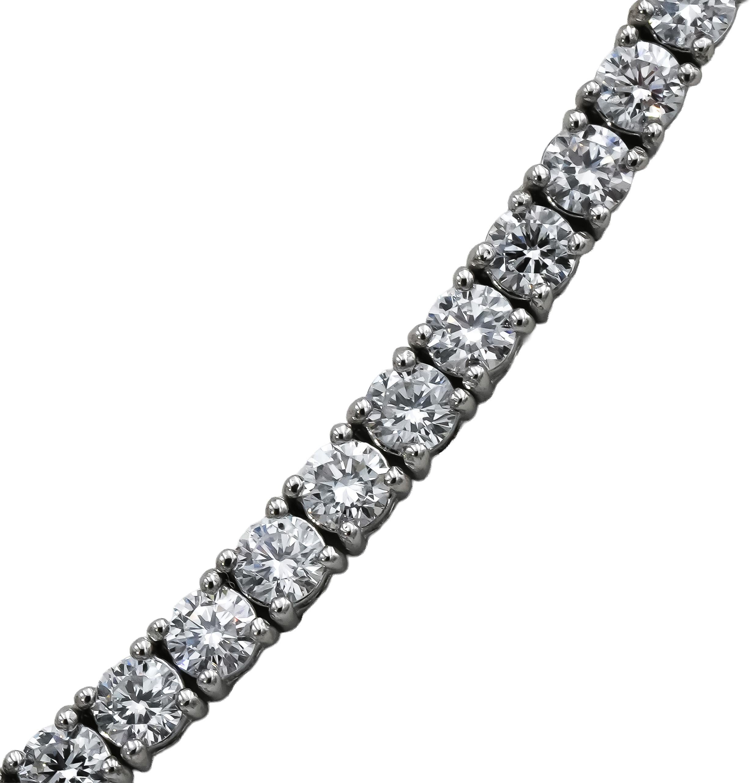 14k White Gold VS Round Lab-Grown Diamond Tennis Necklace 10.81CT