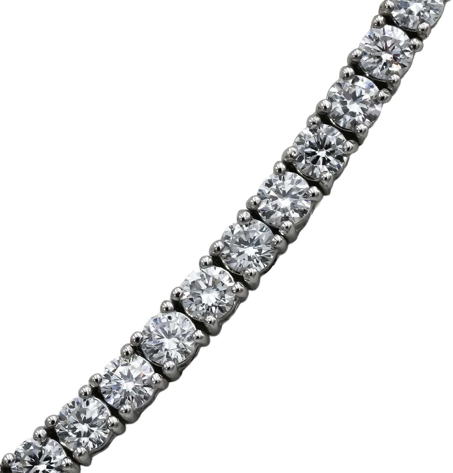 14k White Gold VS Round Lab-Grown Diamond Tennis Necklace 10.81CT