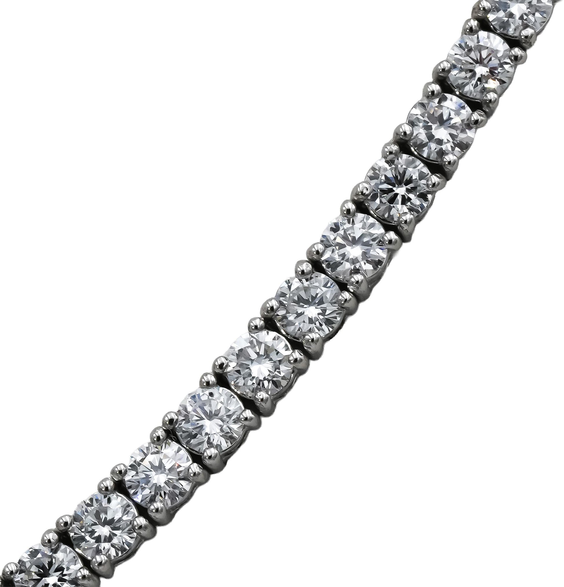 14k White Gold VS Round Lab-Grown Diamond Tennis Necklace 10.81CT