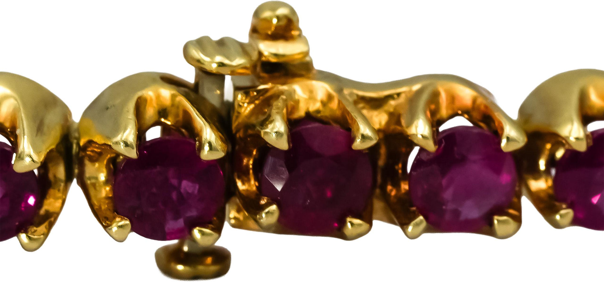 14k Yellow Gold Round Ruby Line Bracelet 9.0CT
