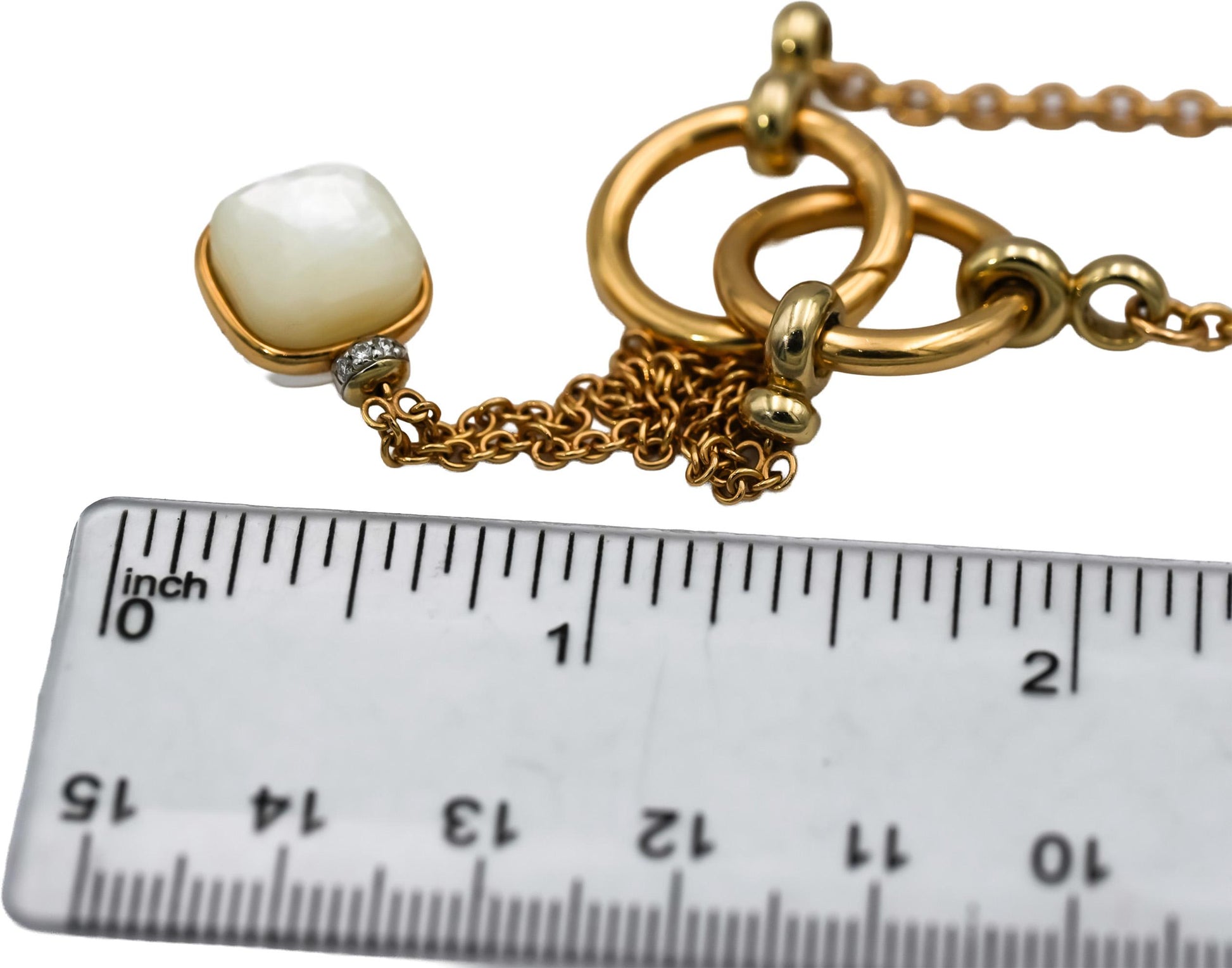 POMELLATO 18k Yellow Gold Mother of Pearl Necklace w/ Diamond Accents 0.10CT