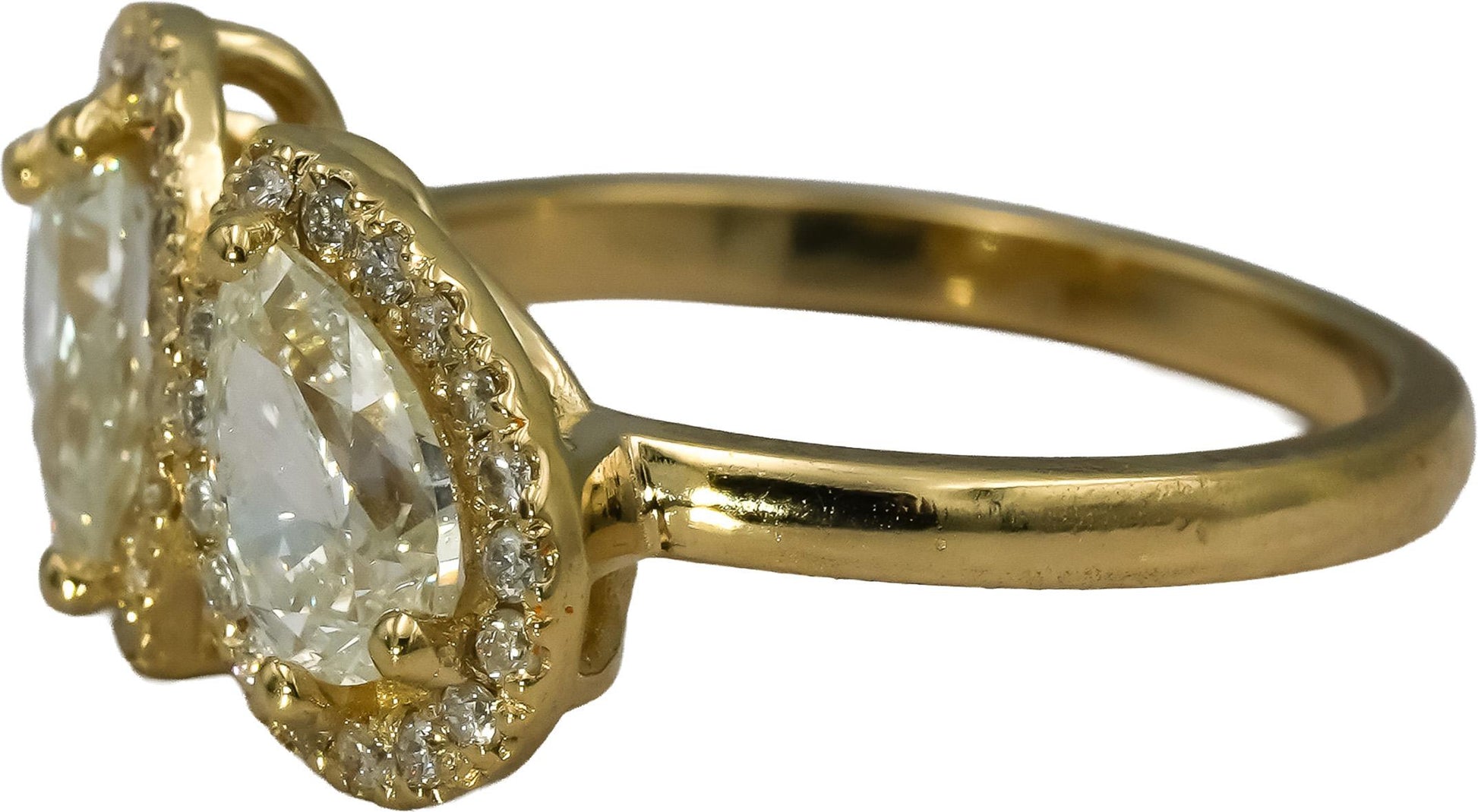 14k Yellow Gold Pear and Round Diamond Cocktail Ring 1.56CT Size 6.5