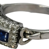 Art Deco Antique 14k White Gold Diamond & Synthetic Sapphire Ring 1.80CT Sz 8