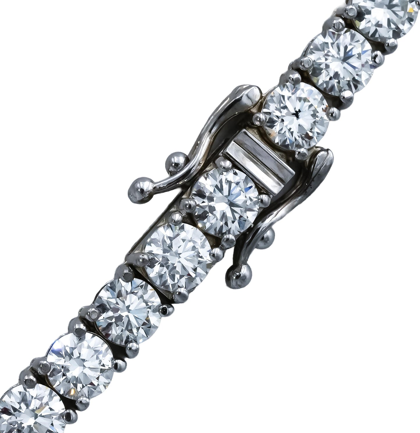 14k White Gold VS Round Diamond Tennis Necklace 30.55CT