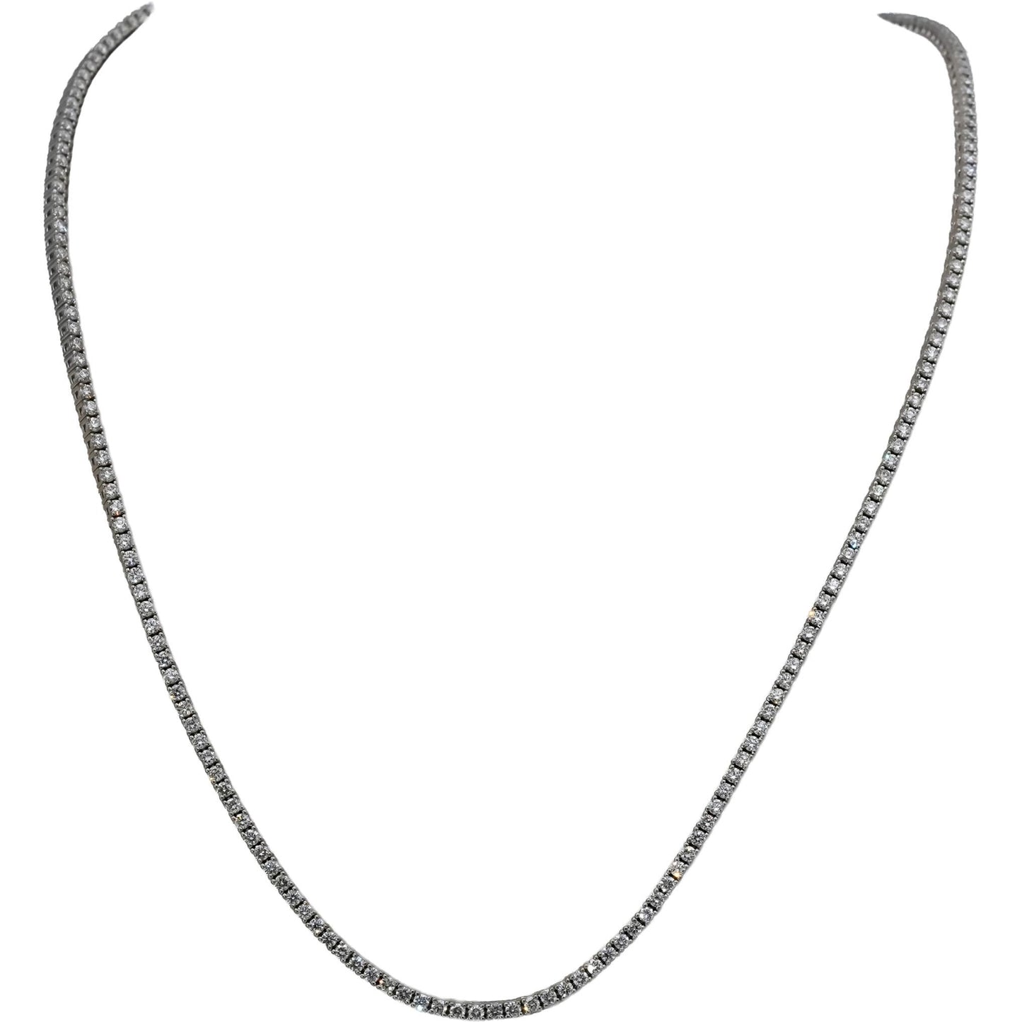 14K White Gold VS Round Diamond Tennis Necklace 5.35CT 217 Pieces