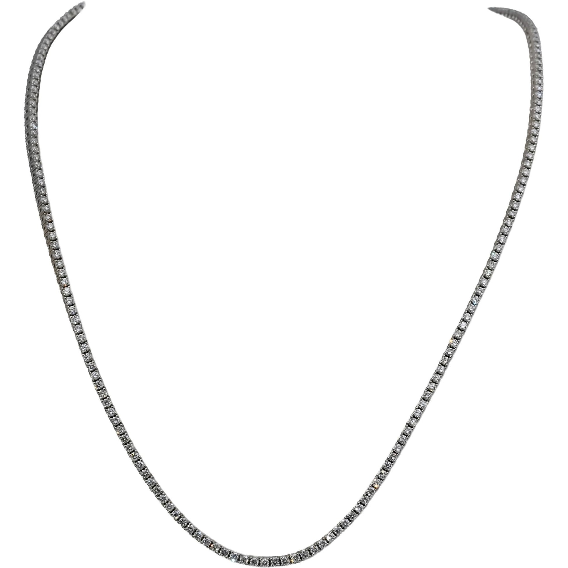 14K White Gold VS Round Diamond Tennis Necklace 5.35CT 217 Pieces
