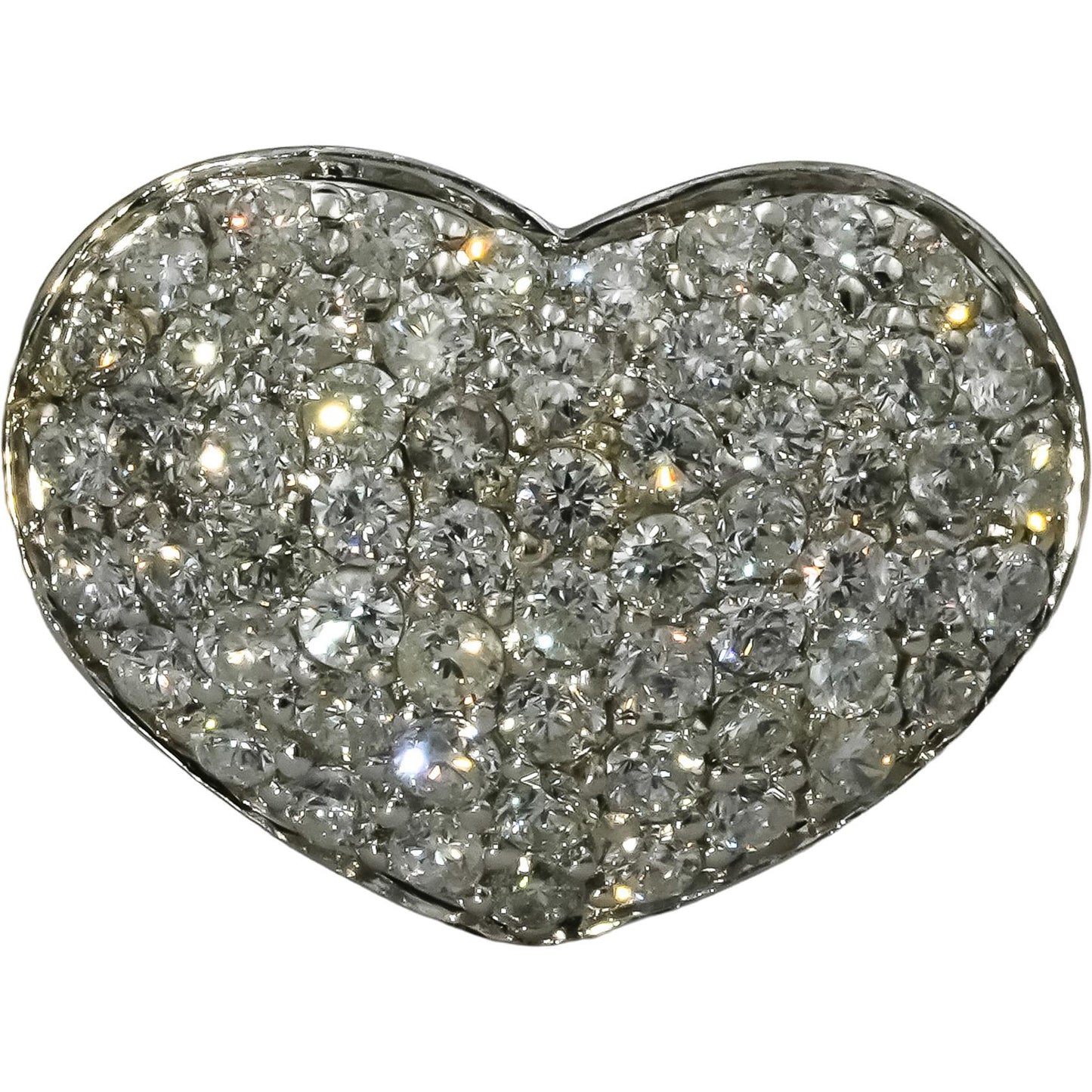 14k White Gold Round Diamond Cluster Heart Cocktail Ring 1.74CT Size 7.5