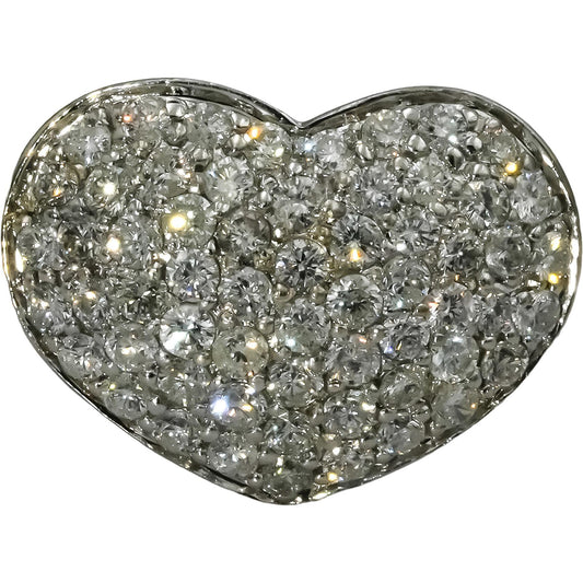14k White Gold Round Diamond Cluster Heart Cocktail Ring 1.74CT Size 7.5