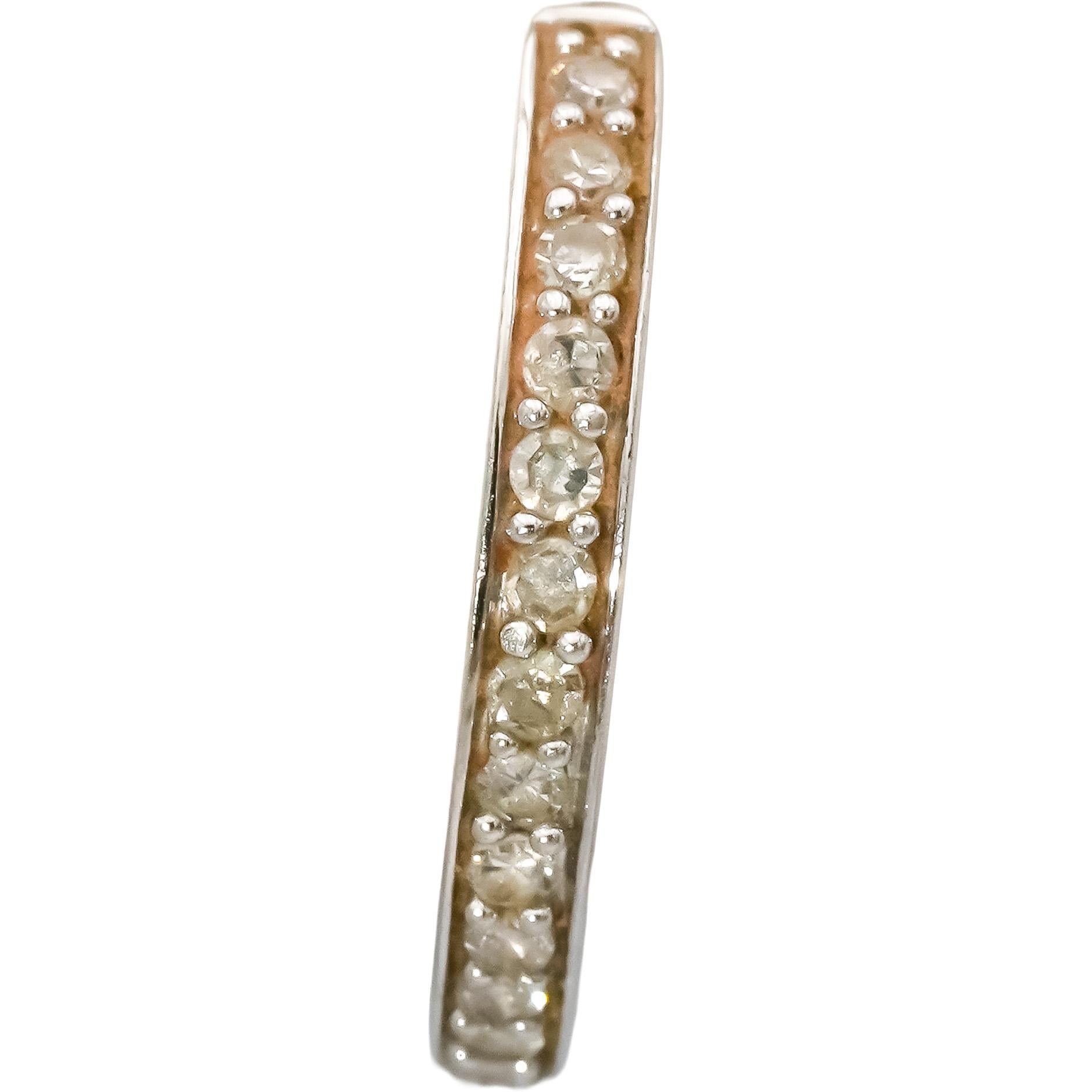 14k White Gold Round Diamond Hoop Earrings 0.20CT