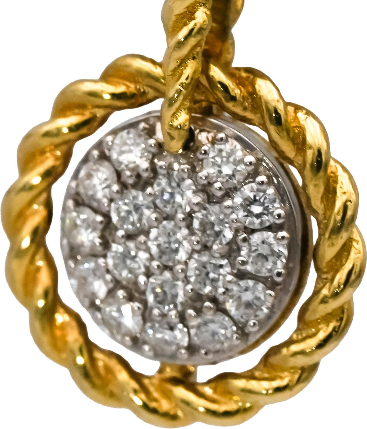 ROBERTO COIN 18k Yellow Gold Diamond Barocco Dangle Drop Earrings .71CT w/ Pouch