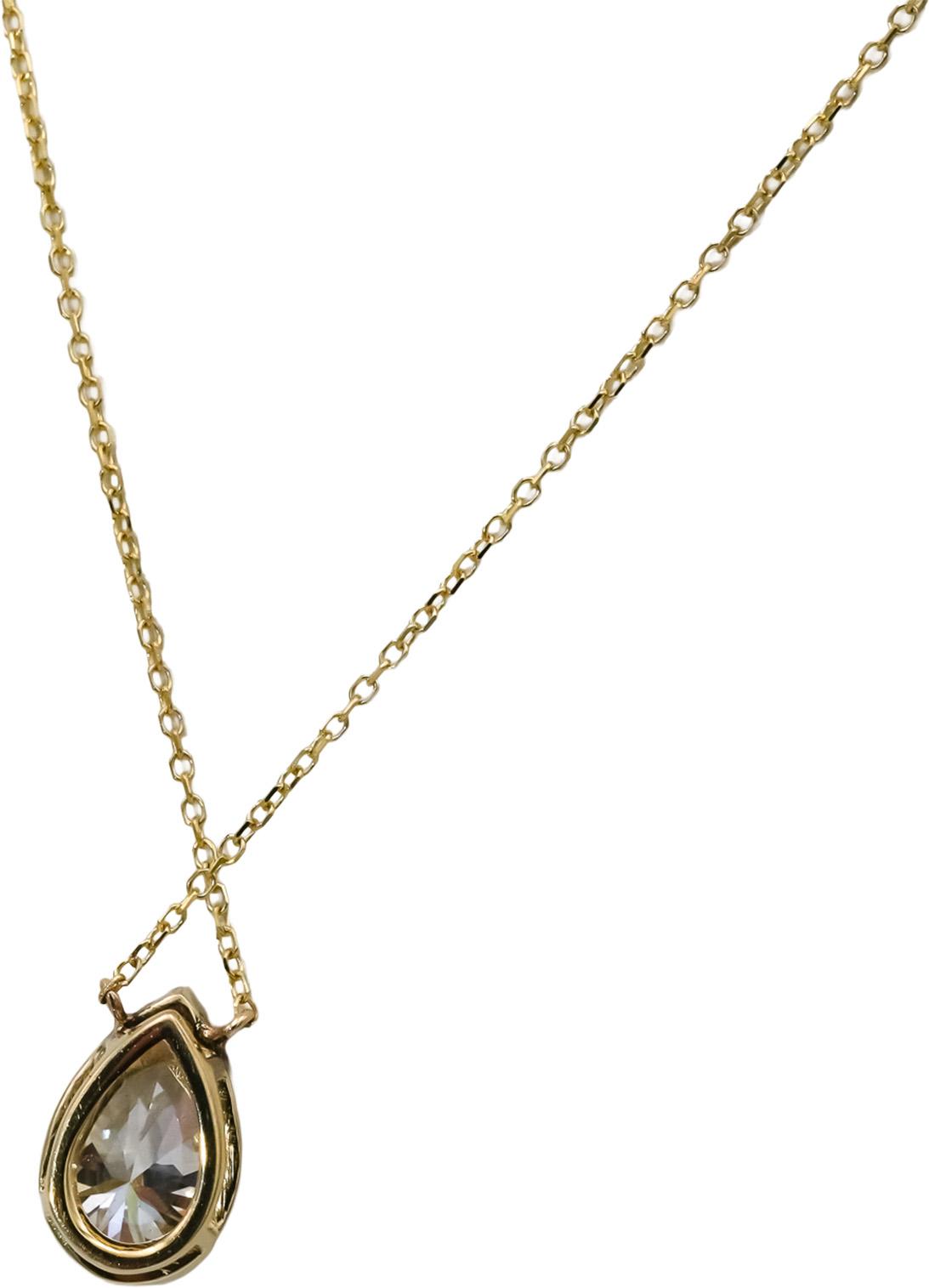 14k Yellow Gold VS Pear Cut Lab-Grown Diamond Pendant Necklace 1.03CT