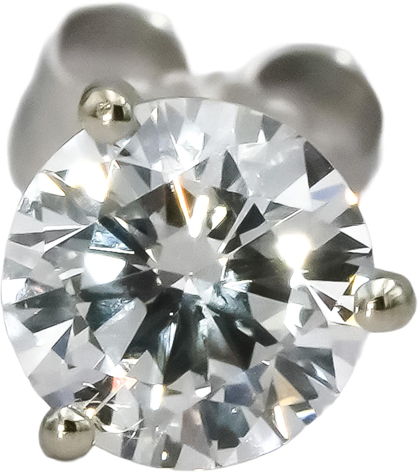 14k White Gold VS Round Lab-Grown Diamond Stud Earrings 1.14CT