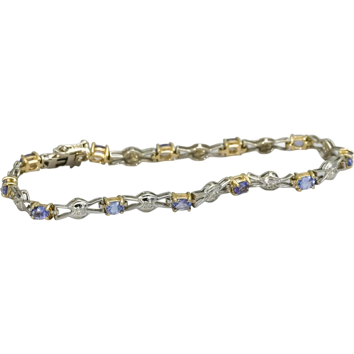 14k White Yellow Gold Tanzanite Bracelet w/ Diamond Accents 1.50CT