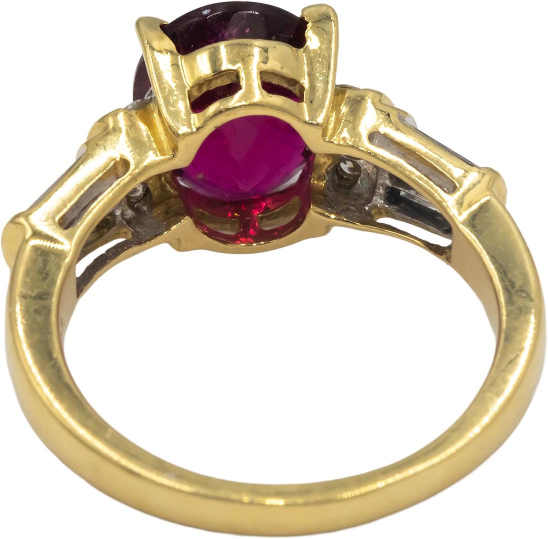 18k Yellow Gold 2.50CT Diamond and Rubellite Cocktail Ring Size 6.75