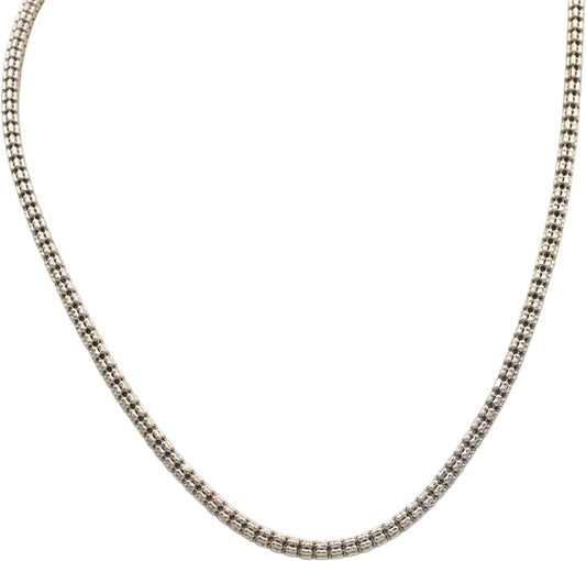 10k White Gold 17.75" Long Bead Style Chain Necklace w/ Lobster Clasp