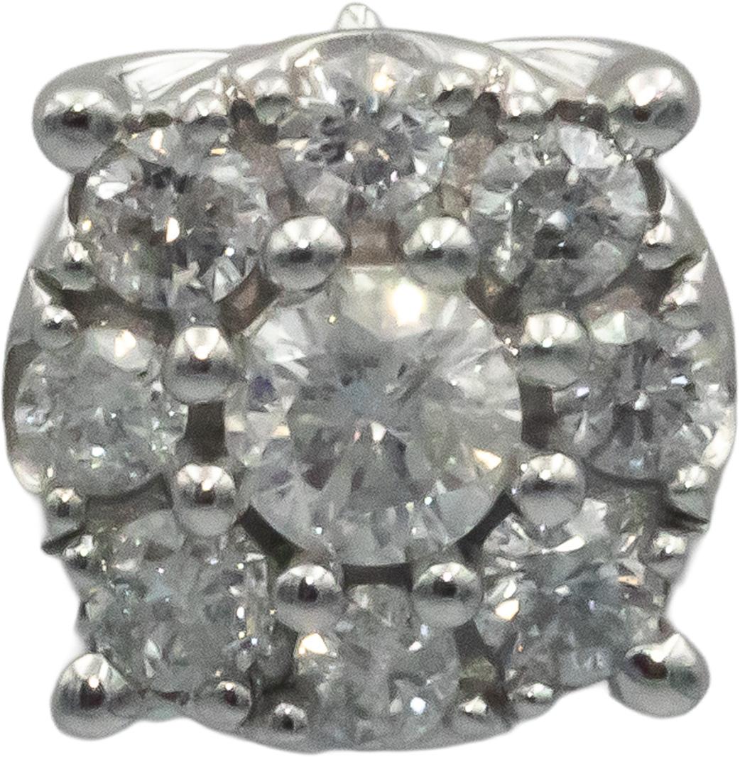 10k White Gold Round Diamond Cluster Stud Earrings 1.20CT