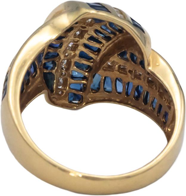 KALATI Designer 14k Yellow Gold 1.78CT Diamond and Sapphire Ring Size 7
