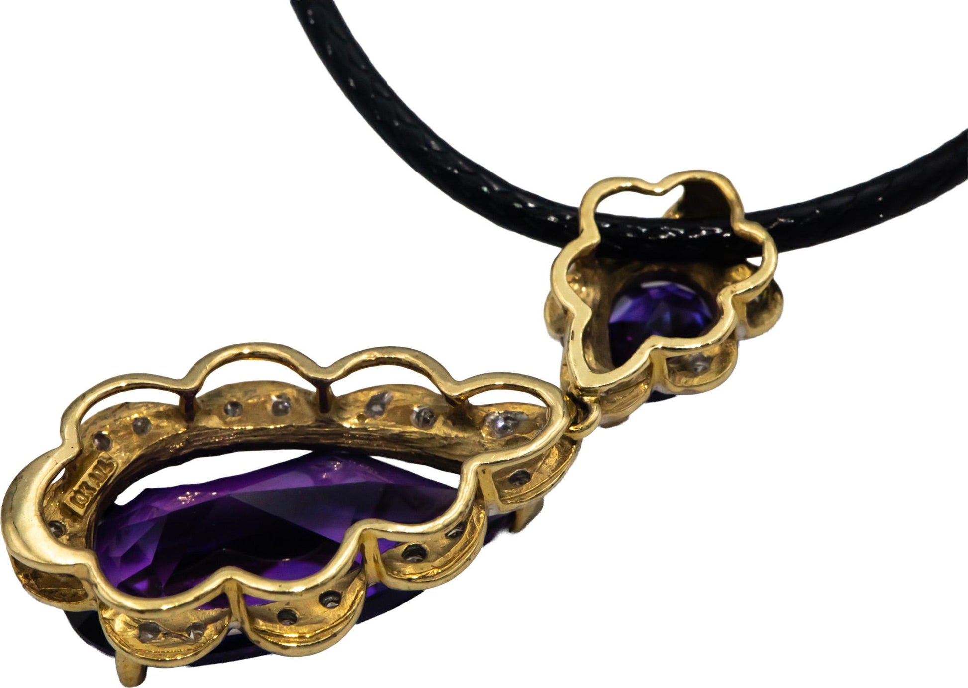 10k Yellow Gold 0.10CT Diamond and Synthetic Amethyst Pendant Necklace