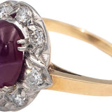 GIA Certified 14k & Pallidum Gold 4.05CT Diamond & Lab Grown Star Ruby Ring
