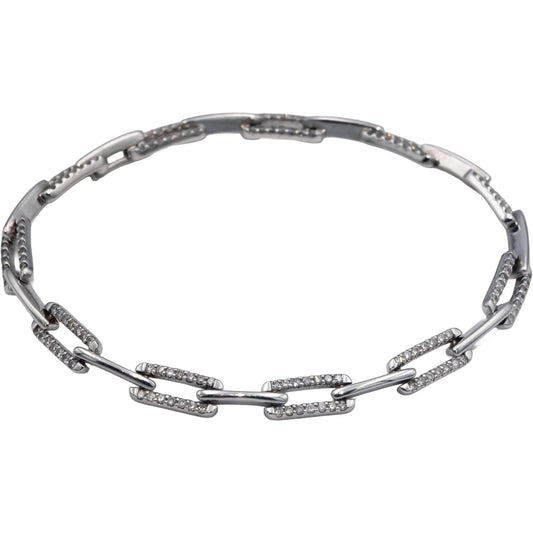 18k White Gold Jewelry 1.40CT Round Cut Diamond Fancy Link Bracelet