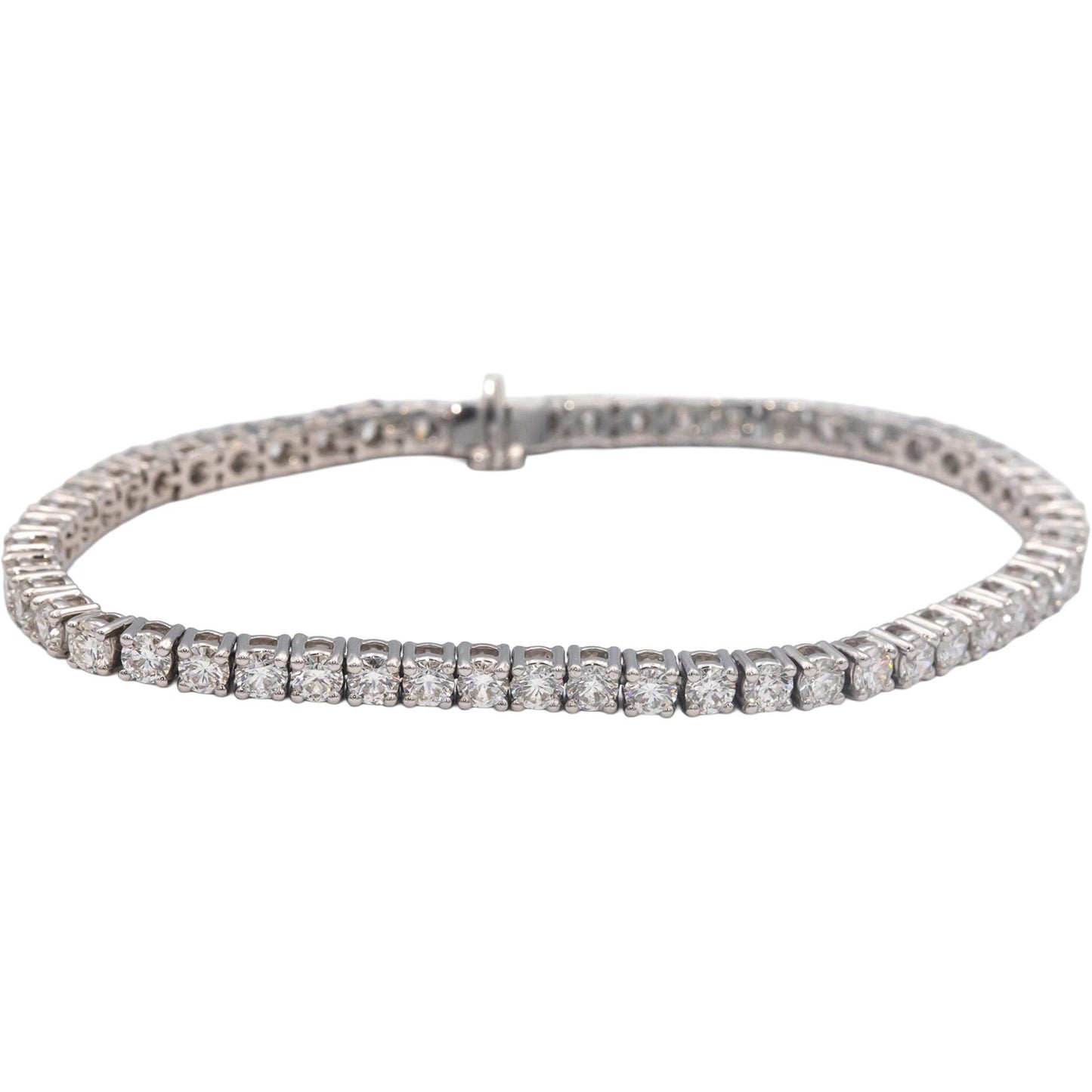 14k White Gold 5.0CT Round Cut Lab Grown Diamond Tennis Bracelet
