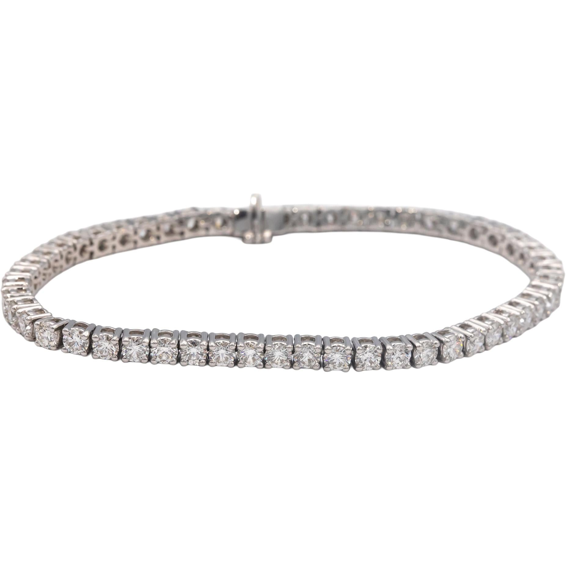 14k White Gold 5.0CT Round Cut Lab Grown Diamond Tennis Bracelet