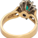 Emerald and Diamond 14k Yellow Gold Halo Cocktail Ring 0.65CT Size 6