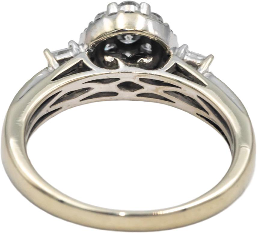 10k White Gold Princess & Round VS Diamond Cluster Ring 0.70CT Size 7.5