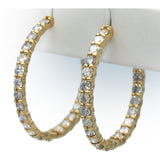 14k Yellow Gold Round Diamond Inside Out Circle Hoop Earrings 8.40CT