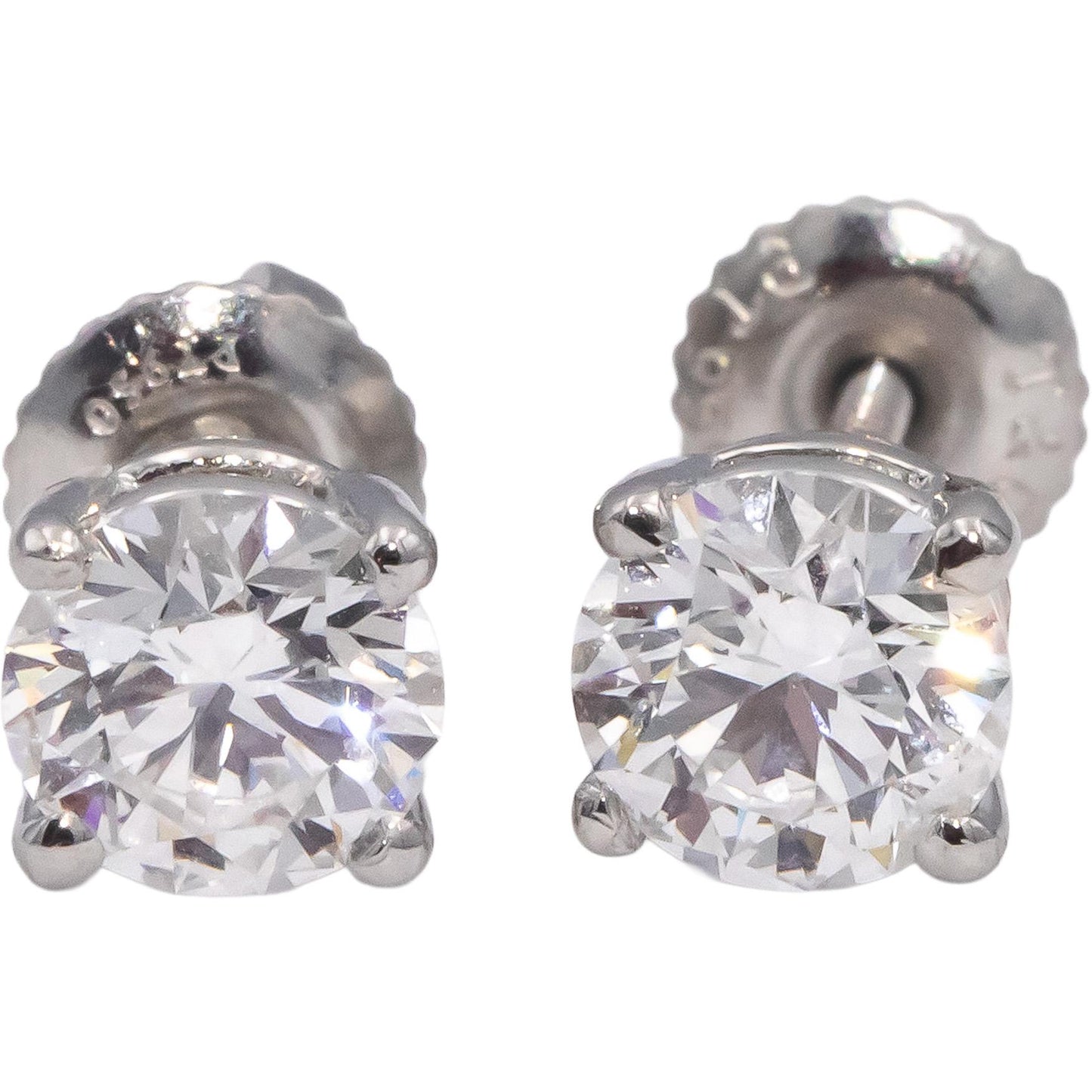 TIFFANY & CO. GIA Certified Round Diamond Platinum Stud Earrings 1.50CT w/ Box