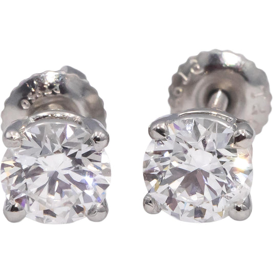 TIFFANY & CO. GIA Certified Round Diamond Platinum Stud Earrings 1.50CT w/ Box