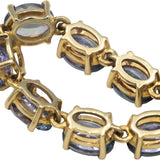 10k Yellow Gold Oval Cut Tanzanite Fancy Link Bracelet 15.0CTW
